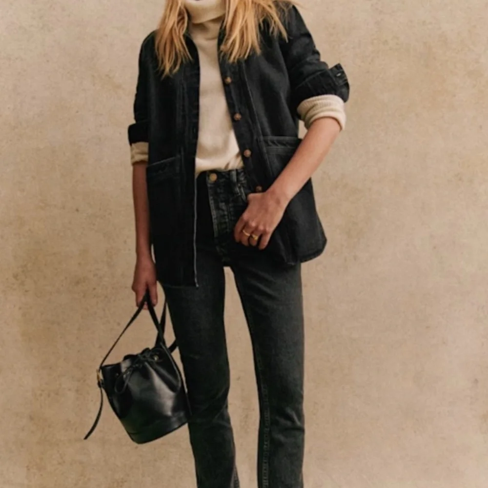 Sezane Will Jacket in Black Denim Size M - Picture 7 of 7
